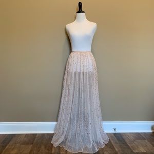 VS Sheer Mesh Sequin Star Maxi Skirt